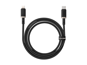 Cable USB - Baseus Dura, Lightning a USB-C, 100 cm, 20W, Carga rápida, Ultrarresistente, Negro y Dorado