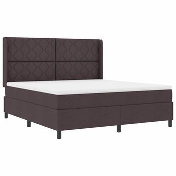Cama Tipo Box Spring Marrón Oscuro 180 X 200 Cm Tela
