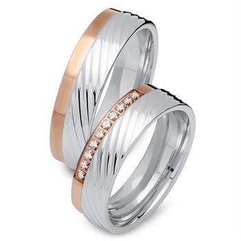 Alianzas 18 quilates oro rojo-blanco 10 diamantes