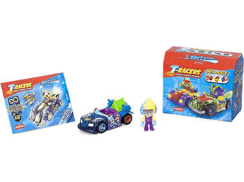 Figura - MagicBox T-Racers Light Speed Car & Racer Superhings, Mix Race, aleatoria, Multicolor
