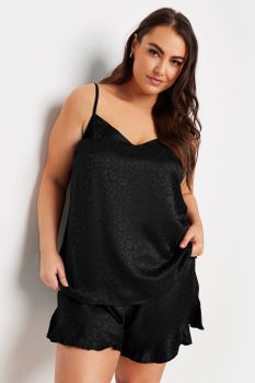 Yours Pijama Corto De Tirantes Negro Leopardo
