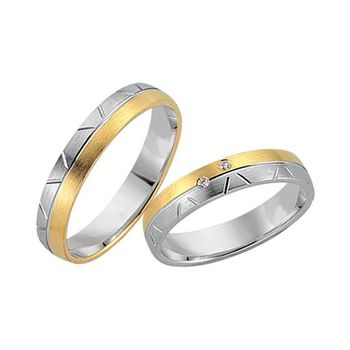 Alianzas 18 quilates oro amarillo-blanco 2 diamantes