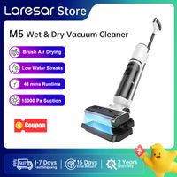 laresar m5 aspiradora vertical sin cable en seco y humedo aspira y friega 2 en 1 15000pa autonomia 48 min base de autolimpieza y secado del cepillo al aire limpieza de bordes menos marcas de
