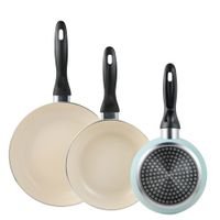 set de 3 sartenes en aluminio azul 16 20 y 24 cm de diametro