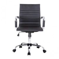 silla de oficina equip 651002 respaldo medio ergonomica imitacion piel negra