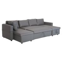 sofa panoramico convertible 4 plazas polipiel gris scott