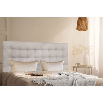 Cabecero Cama Oslo Largo Tapizado Tejido Antimanchas Beige 135x125cm