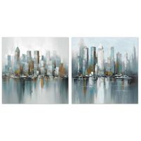 set 2 cuadros lienzo tonos difusos