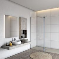 aica walkin mampara panel de ducha 2 hojas con bisagra panel fijogiratorio vidrio antical 8mm con barra fija 90cm perfil cromado 88-9040x200cm