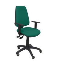 silla de oficina ergonomica con mecanismo sincro regulable en altura y ruedas de parquet  asiento y respaldo tapizados en tejido bali color verde brazos regulables en altura piqueras y crespo modelo 14s