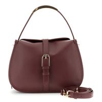 bolso de mano suave efecto piel lisa con ribetes bordeaux