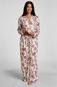 Hunkemöller Pantalón de Pijama Woven Print Beige