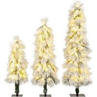 juego de 3 arboles de navidad costway nevado 90cm 120cm y 150cm