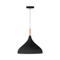 bel air home - lampara colgante baviera - 1xe-27 bombilla no incluida - diametro 30 cm - metal y madera - altura ajustable negro