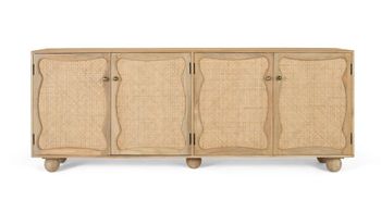 Aparador de madera de mango con 4 puertas y diseño artesanal