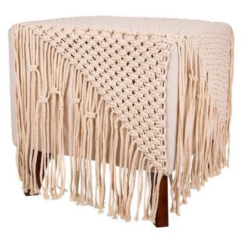 Puff De Algodón Trenzado Color Crema 45x45x45