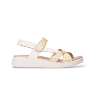 Wonders para mujer. C-6552 Sandalias cruzadas multicolor dorado (36), Piel, Plano, Velcro, Casual