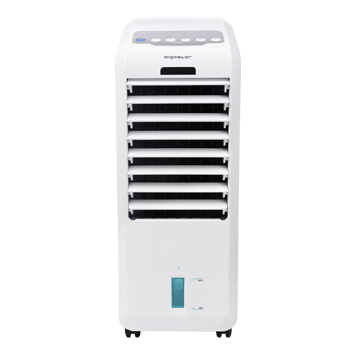 Aigostar Koud - Climatizador evaporativo con mando a distancia, 55W, oscilante, 3 modos y 3 velocidades, temporizador 7 h, humidificador de aire, 2 cajas hielo, depósito 5 l.
