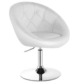 Costway Taburete Alto Ajustable Silla de Bar 360° Giratoria con Respaldo Acolchado Piel Sintética Capitoné y Base Cromada para Salón Oficina Bar