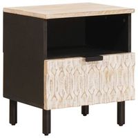 pack 2 uds mesita de noche  armario de noche  mesa de noche 40 x 33 x 46 cm madera de mango maciza