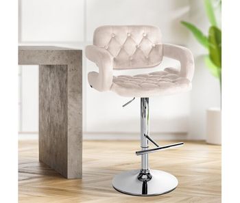 Taburete de bar dublin en terciopelo crema 55x62x103 cm