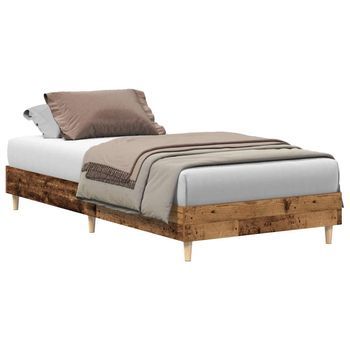 Cama Individual | Cama Para Adultos | Estructura De Cama Sin Colchón Madera Vieja 90x190 Cm Madera