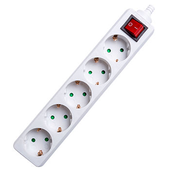 Aigostar Regleta, Enchufes, con interruptor 5 Tomas, Sin Cable, Blanco