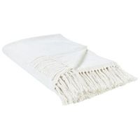 manta de cama algodon patron chevron con flecos blanco 220 x 240 cm ampara
