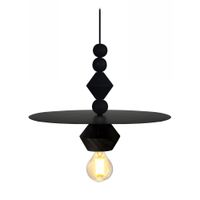 lampara de suspension  madera negro pantalla metal negro