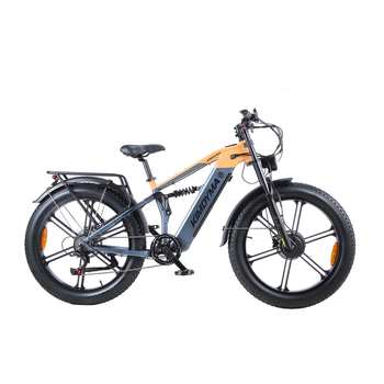 Bicicleta Eléctrica De Neumáticos Anchos Con Batería Samsung Y Suspensión Completa Kimdyma K03, Amarilla