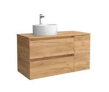 Mueble de baño bequia 100cm + coqueta 1 puerta lado reversible + encimera + lavabo posar| roble  |100x45x54