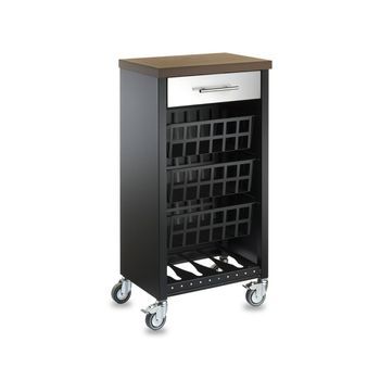 Carrito De Cocina Kara Negro Con Cajón, 3 Cestas Y Encimera Efecto Madera,,cerezo Le Gard