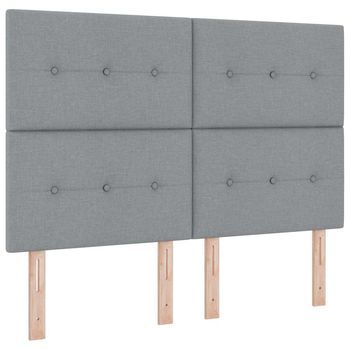 Cama Tipo Box Spring Con Colchón Gris Claro 140 X 200 Cm Tela