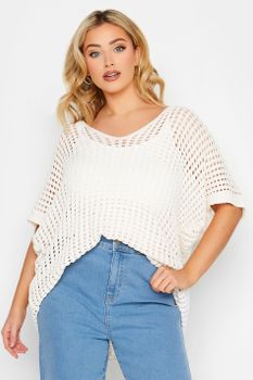 Yours Top Blanco De Ganchillo, Mujer Curvy Y Tallas Grandes, Yours