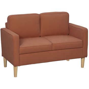 HOMCOM Sofá de 2 Plazas con Almacenamiento y Patas de Madera sólidas para la Sala de estar Dormitorio 117x63x79 cm Naranja   Aosom España