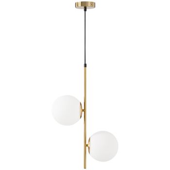 HOMCOM Lámpara colgante moderna candelabro de doble cabezal de luz colgante ajustable para entrada salón tono dorado   Aosom España