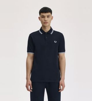 Fred Perry para hombre. M3600 Polo Twin Tipped marino (L), Casual, Algodón, Manga corta