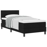 cama tipo box spring con cabecera manual negro 90 x 190 cm tela vidaxl