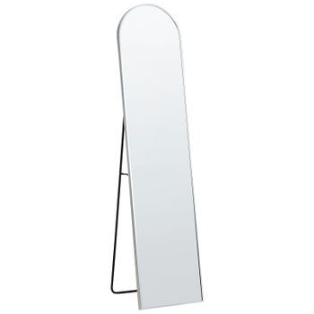 Espejo De Pie De Metal Plateado Con Apoyo 36x150 Cm Moderno Bagnolet
