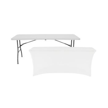 Mesa Plegable 240cm Blanca + Funda Catering 7house