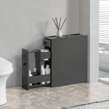 Mueble De Baño Kihniö Estrecho Aglomerado 58x16x48cm Gris Oscuro [en.casa]