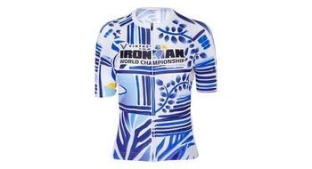 Maillot de manga corta ironman x santini campeonato del mundo de niza 2024   azul blanco