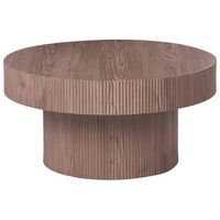 mesa de centro con base de mdf diseno moderno acanalado o 80 cm marron oscuro seul