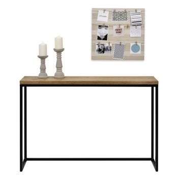 Consola Recibidor Icub Big Wood 120x30x80cm Negro En Madera Maciza De Pino Acabado Vintage Estilo Industrial Box Furniture
