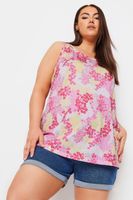 yours top sin mangas rosa de flores mujer curvy y tallas grandes yours