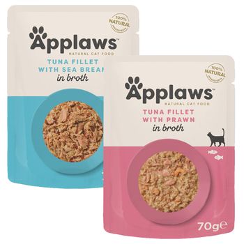 Applaws Cat Natural en caldo 48 x 70 g - Pack de prueba - Pack mixto de atún (2 variedades)