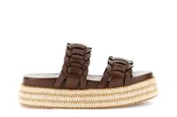 sandalia efecto piel sintetica con dos tiras y cuna de rafia dark brown 41
