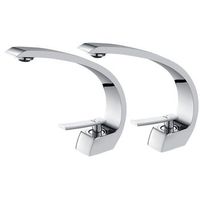 2pcsgrifo de lavabo de laton cromo mezclador monomando de bano con aireador desmontable agua fria y caliente disponible