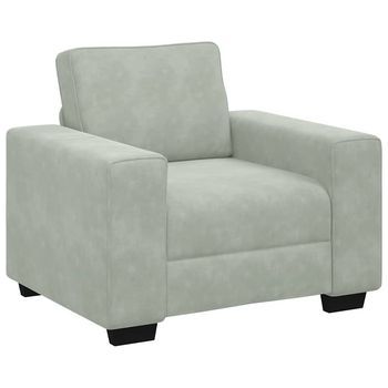 Sillón Sofá Gris Claro 60 Cm Terciopelo Cfw393822