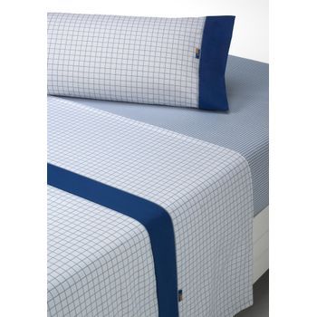 Juego De Sábanas Estampadas Checks - 4 Piezas - Cama 180 - Azul - (disponible En Varios Tamaños Y Colores)